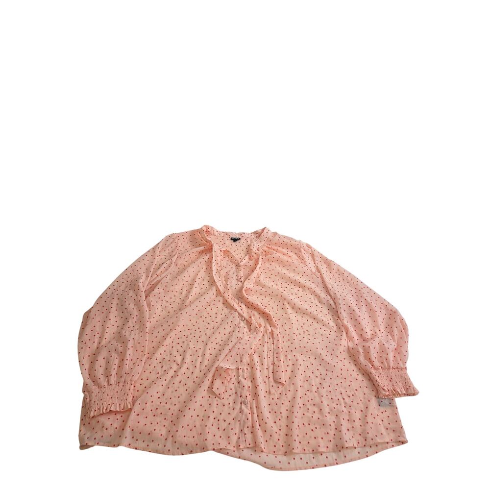 Torrid Women's Size 5 Button Front Shirt Top Pink Red Polka Dot Plus Size 26/28